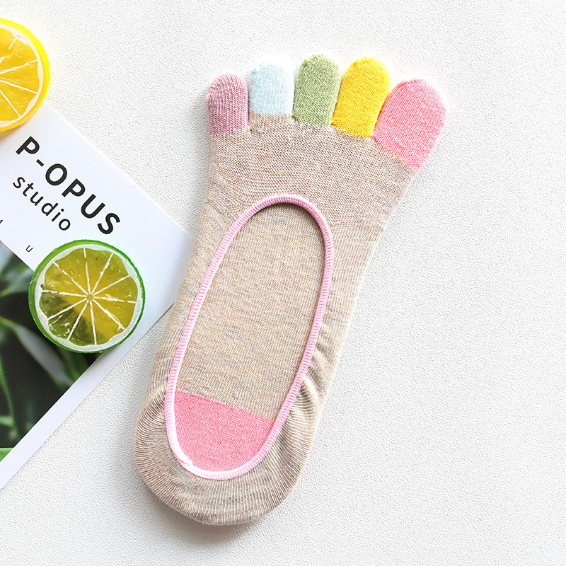 Spring And Summer Fresh Color Invisible Toe Socks Toe Socks Cotton Ms. Ship Out With Silicone Anti-shallow Mouth Socks Points Toe Socks